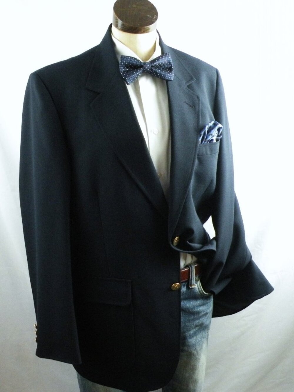 Vintage ARNIE Blazer Sport Coat 42R Navy Masters Jacket Wool Blend Gold Buttons